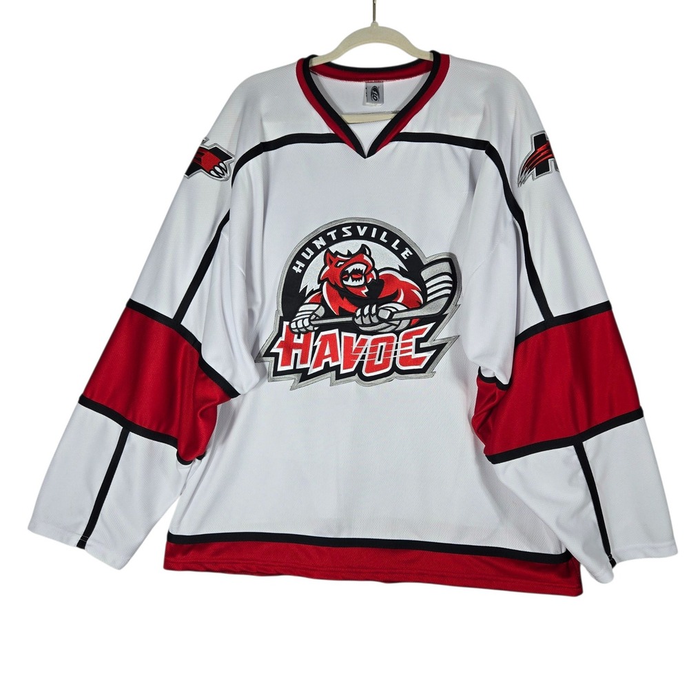 OT Sports Huntsville Havoc Hockey Jersey Mens Large White Red SPHL Fan Gear